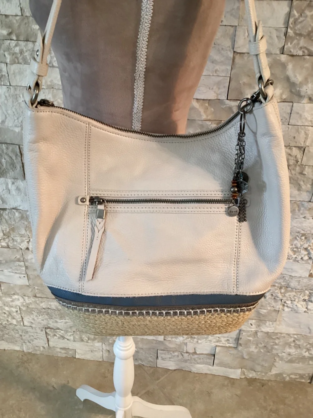 The Sak Sequoia Leather Hobo Bag colorway Coastal Block Espadrille